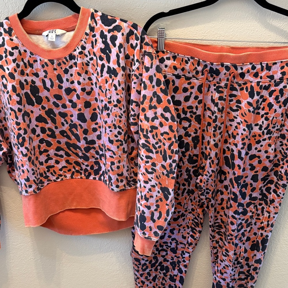 JoyLab Leopard Print Pajama Set - Pink and Black